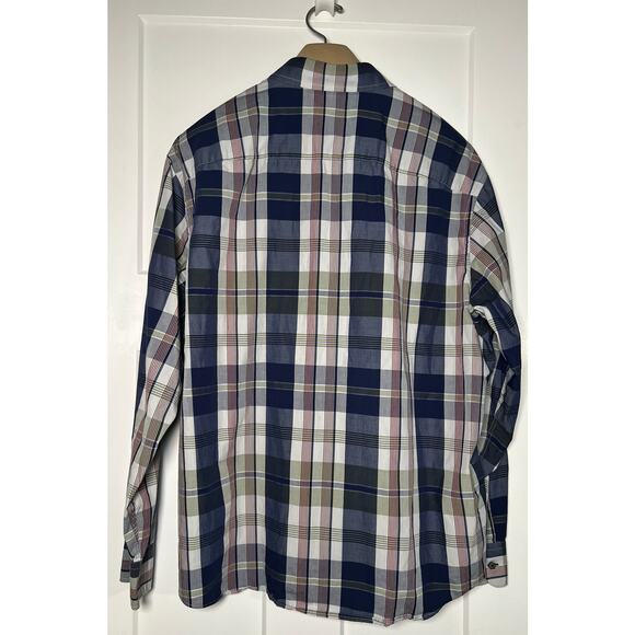 UNTUCKit Blue Red Tan Plaid Shirt Size XXLARGE 100% Cotton Relaxed Fit - Picture 2 of 10